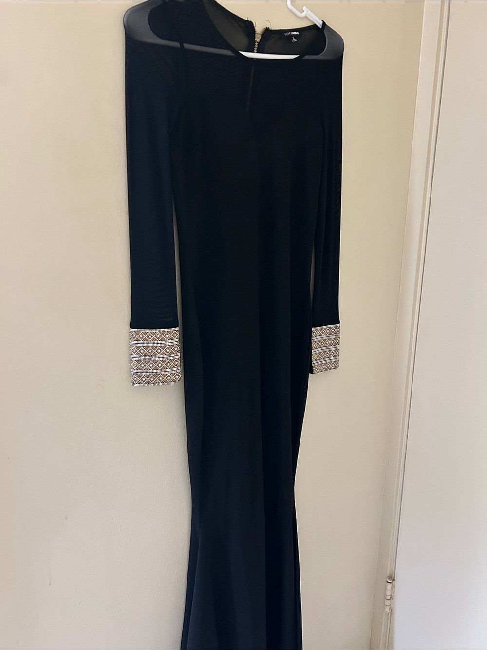 Fashion Nova Black Maxi Dress with Embellished Cuffs